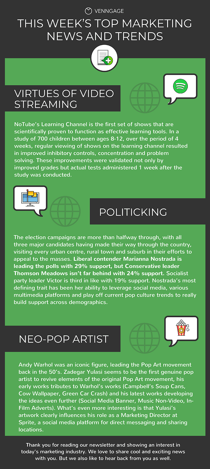 Great email newsletter design by Venngage