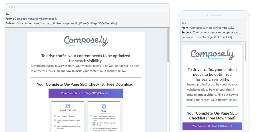 Preview of a responsive email