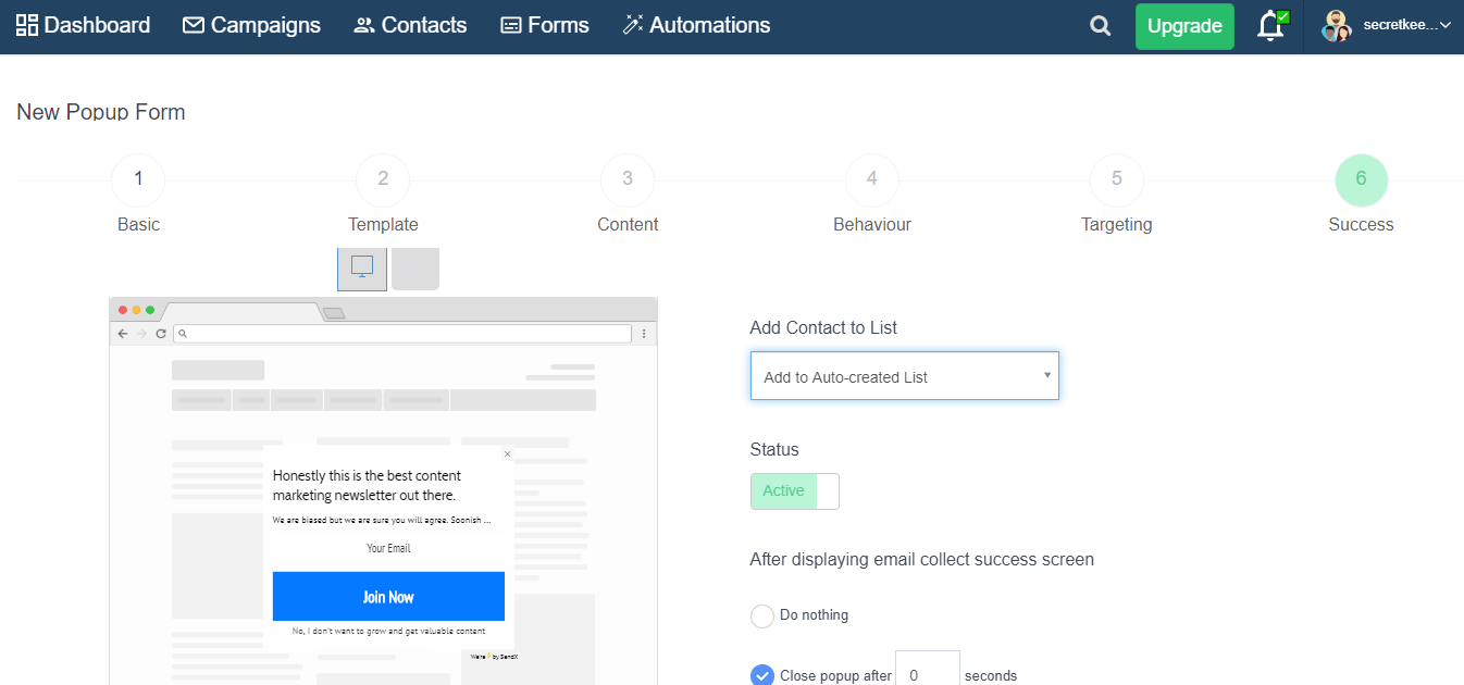 A popup form with numbered steps and a blue button labeled &ldquo;Join Now&rdquo; is shown on a computer screen.