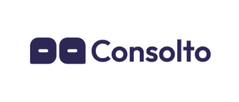 The Consolto logo consists of two dark blue square shapes flanking a white space, with the company name written in dark blue text to the right.
