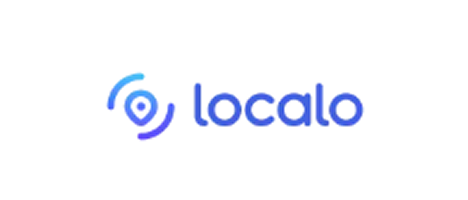 The blue “localo” logo features stylized text and a small eye icon.