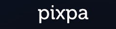 Logo for Pixpa with white text on a dark navy blue background.