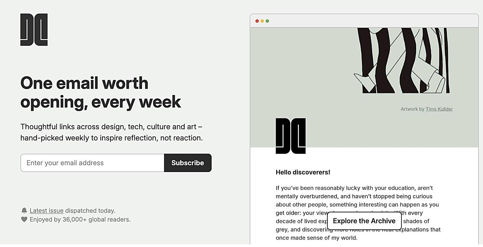 Dense Discovery newsletter, winner of the Creator award at the 2026 Newsletter Awards
