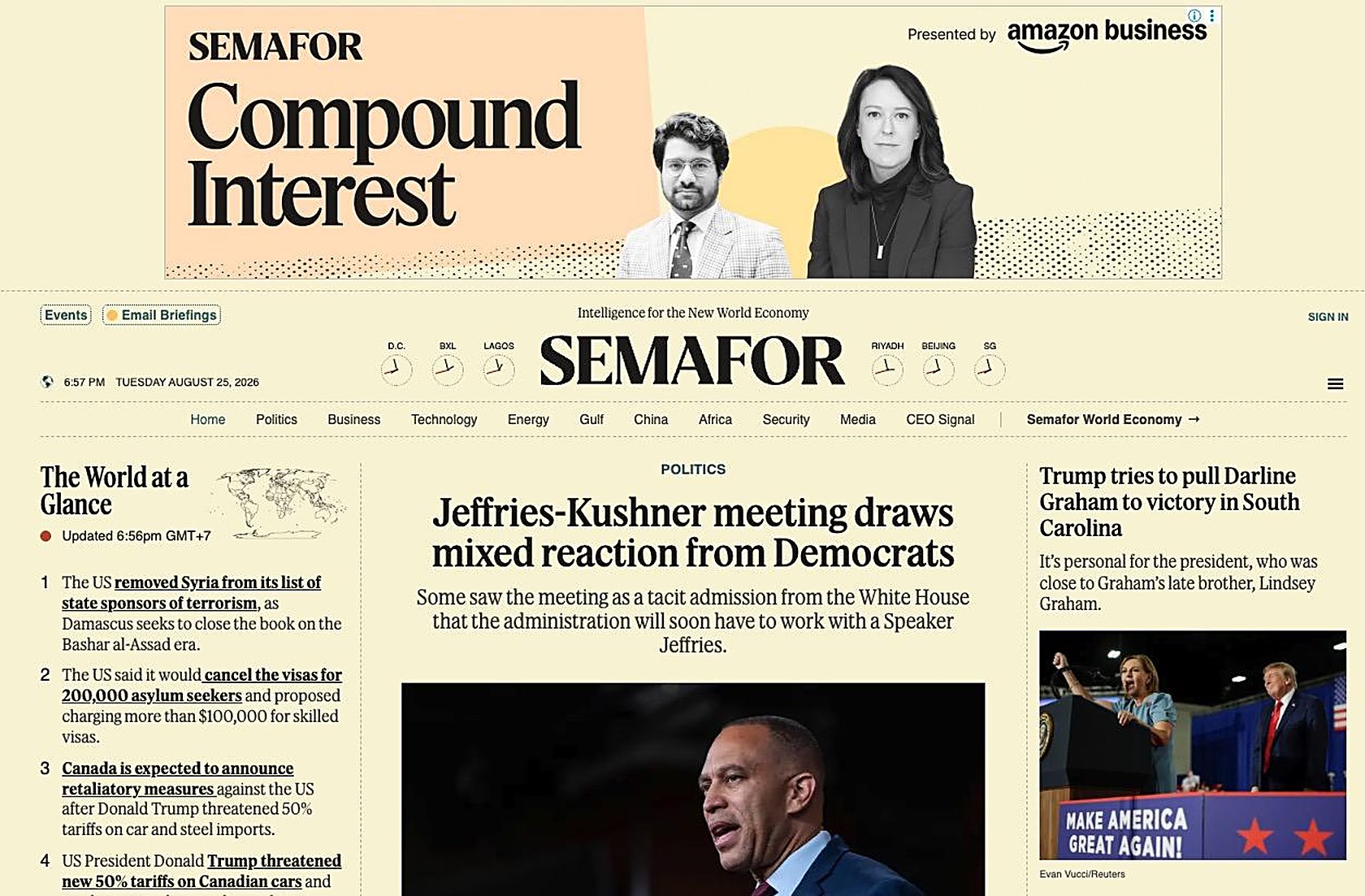 Semafor, winner of the Publisher & Media award at the 2026 Newsletter Awards
