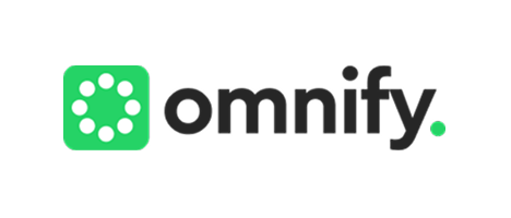 The Omnify logo consists of a green square containing white circles and the company name "omnify" in black text with a small green dot to the right.