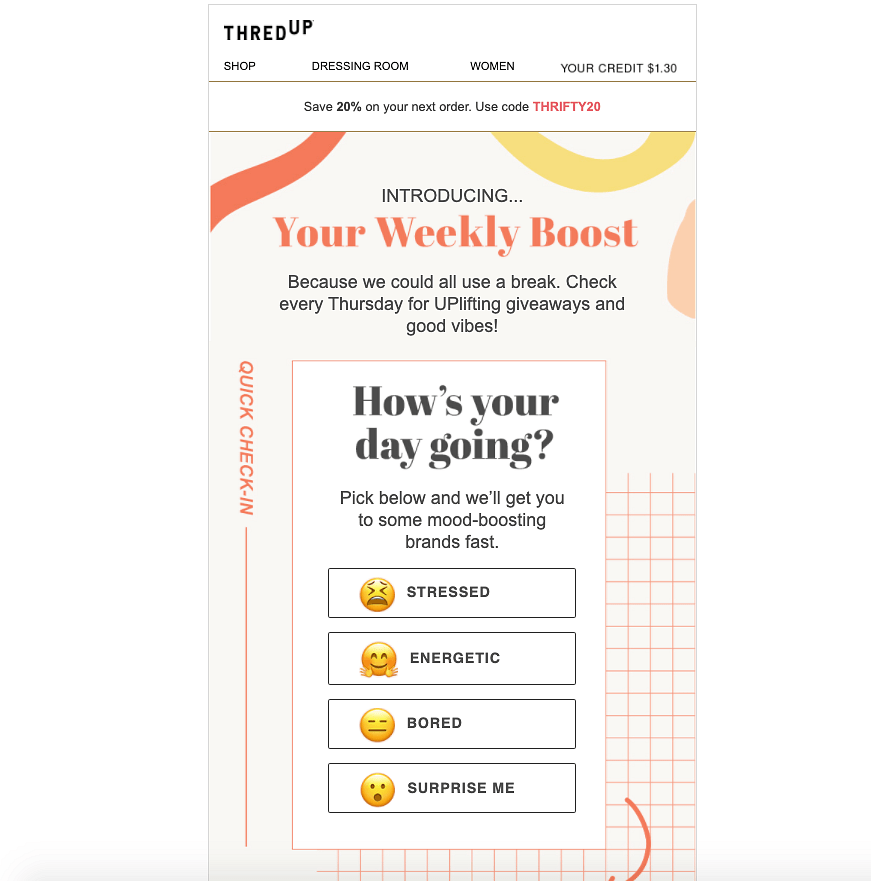 An easy to interact email by Thred Up