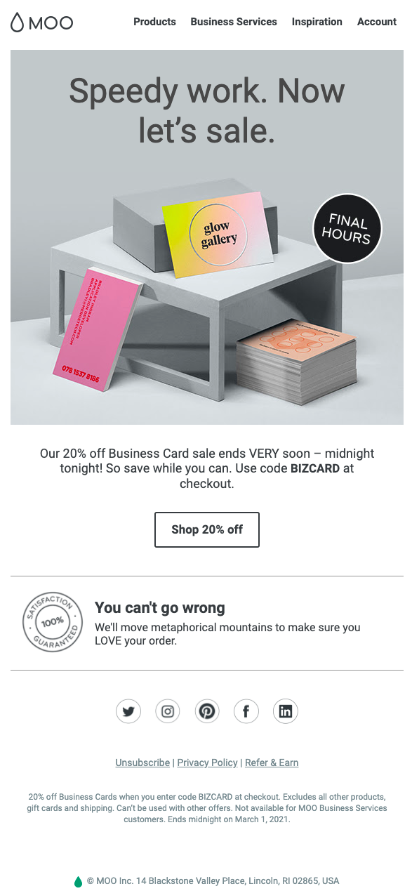 Moo Email newsletter design