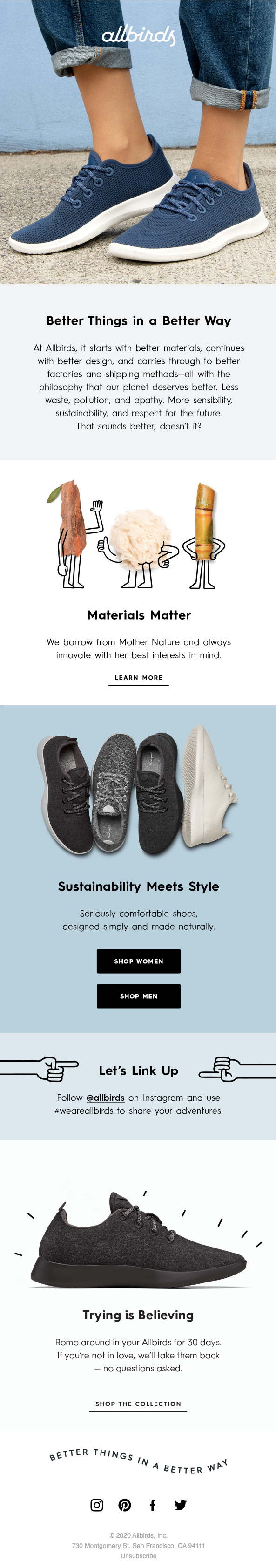 allbirds welcome email