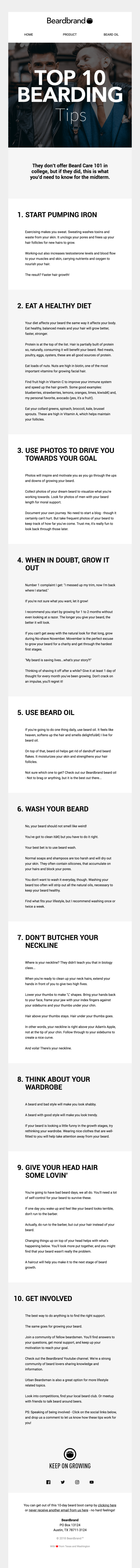 beardbrand newsletter