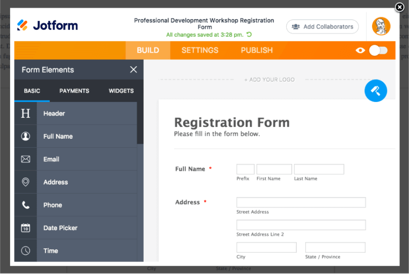 jotform list building software