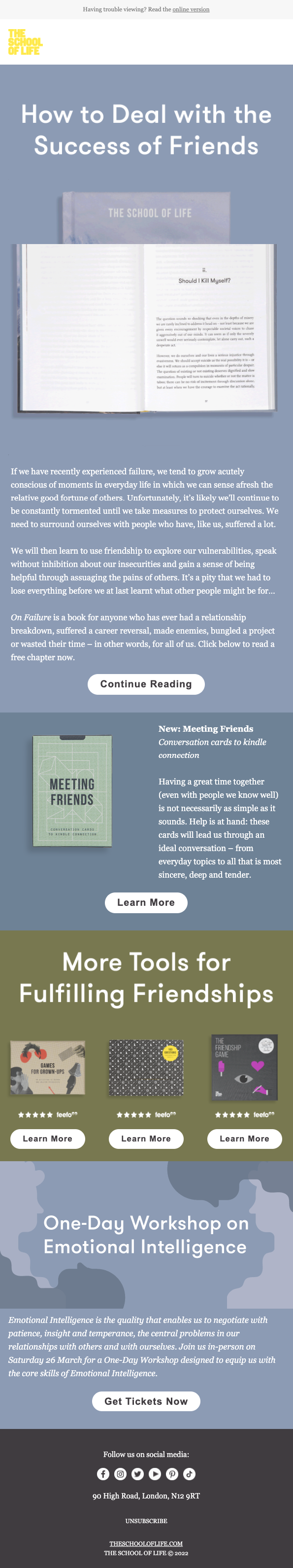 school of life newsletter design