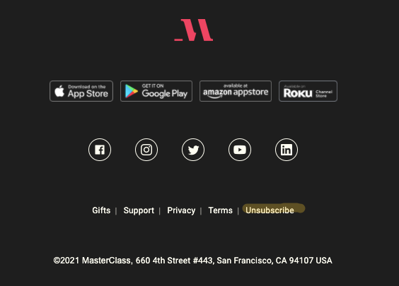 unsubscribe link masterclass