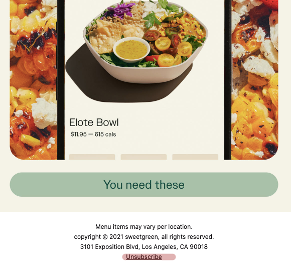 unsubscribe link sweetgreens
