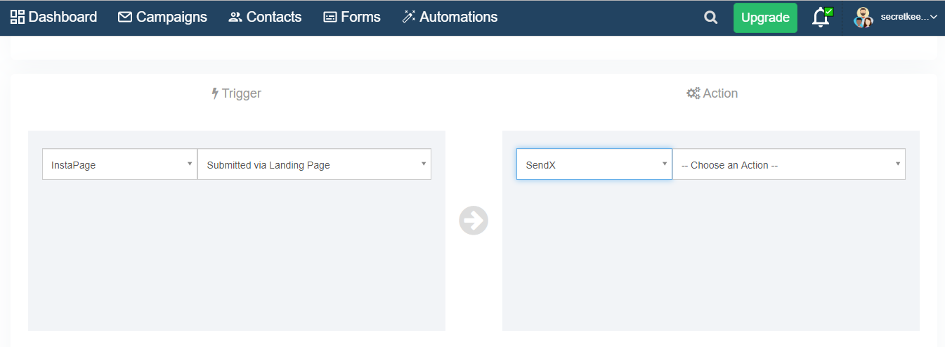 Sendx automation page