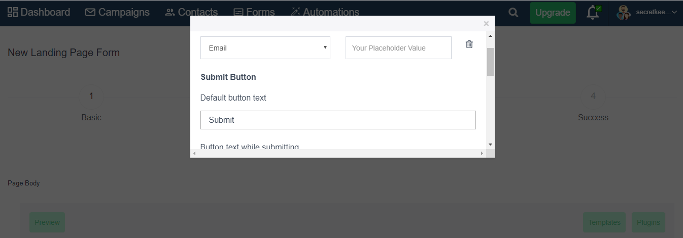 Fieldbutton page