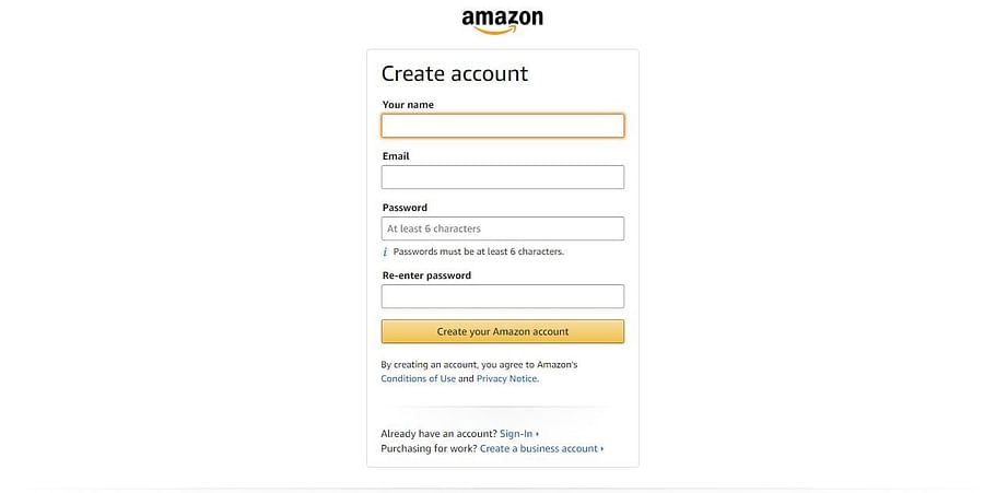 Amazon's simple signup form
