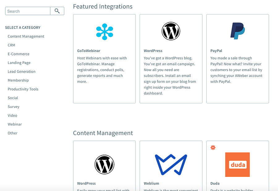 AWeber integrations