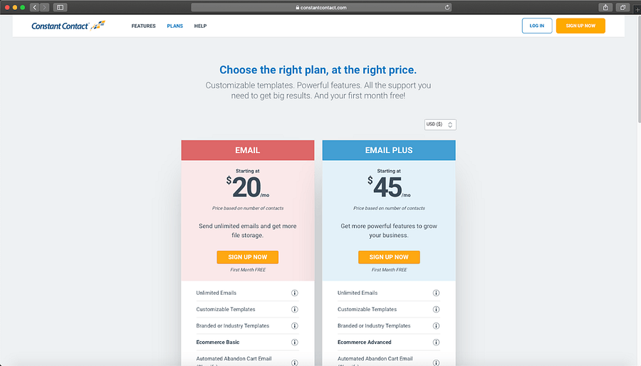 Constant Contact Pricing