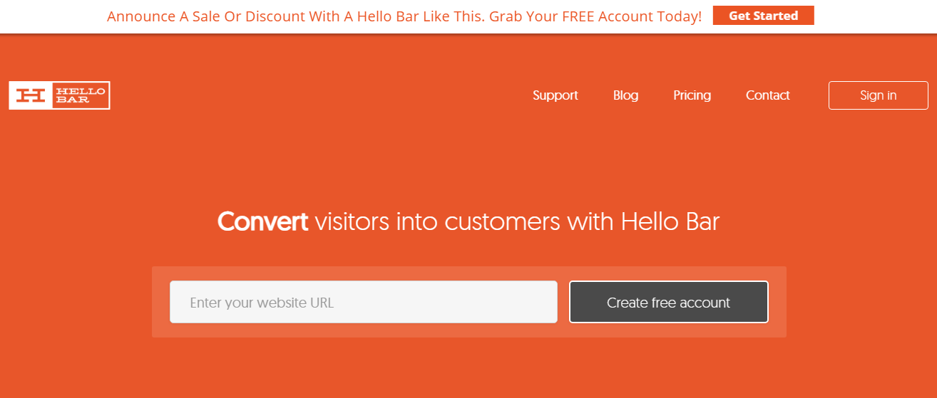 Hello Bar - Capture leads from your website visitors