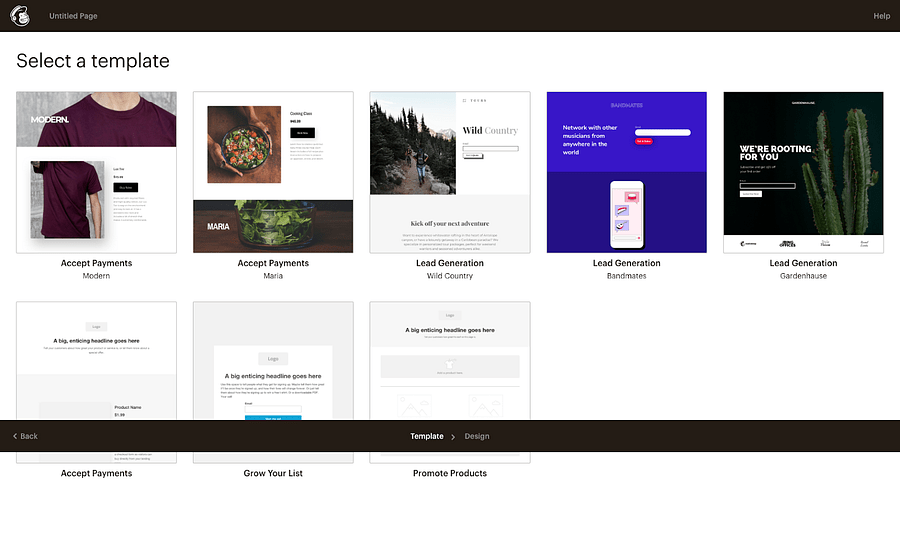 Mailchimp Select a template