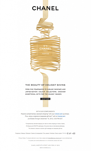 A good email newsletter design by Chanel