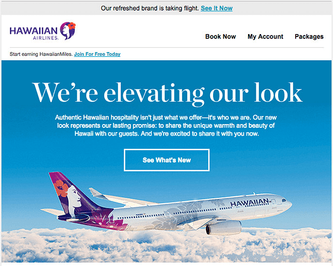Hawaiian Airlines email newsletter example