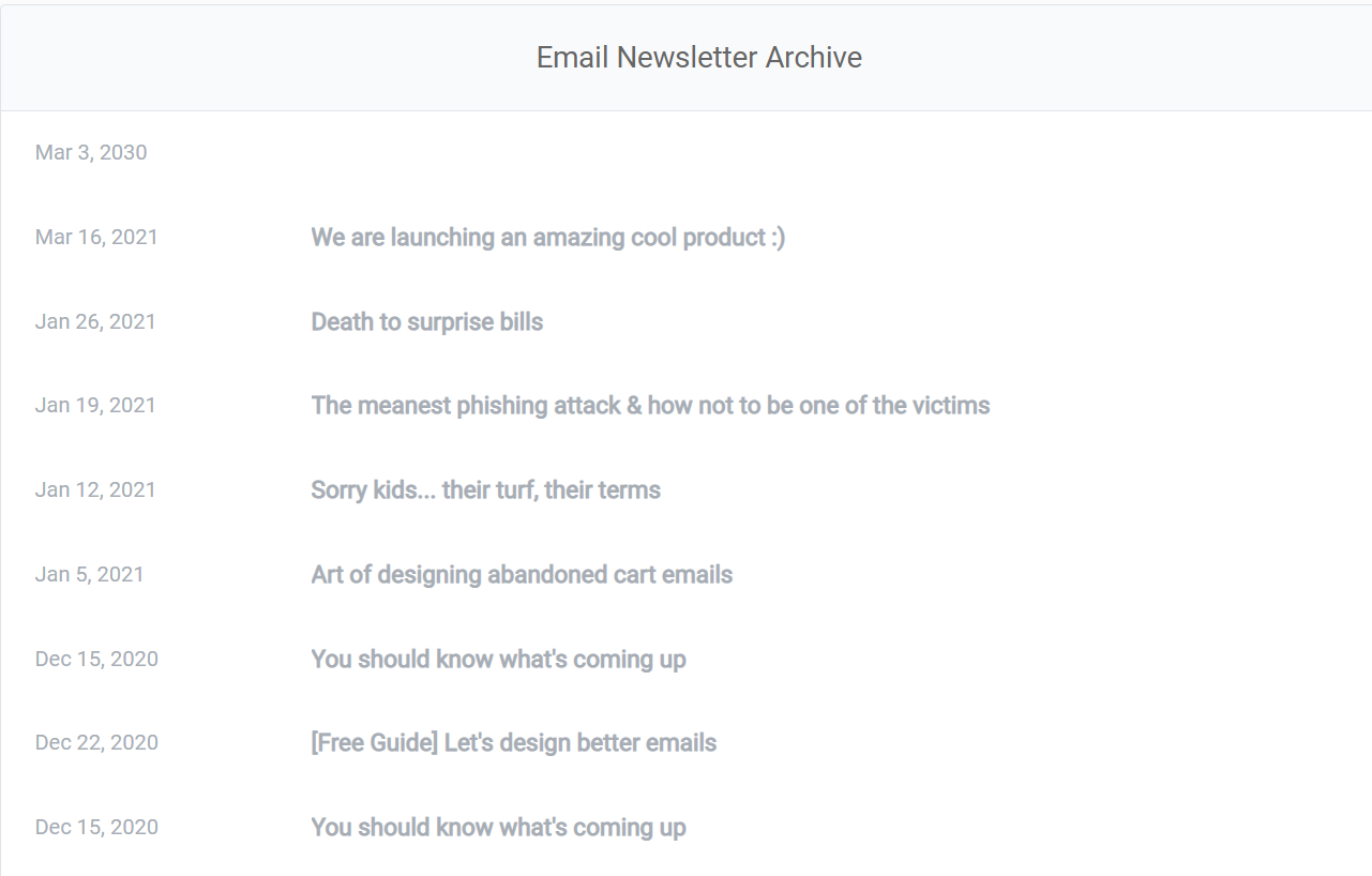 Email newsletter archive