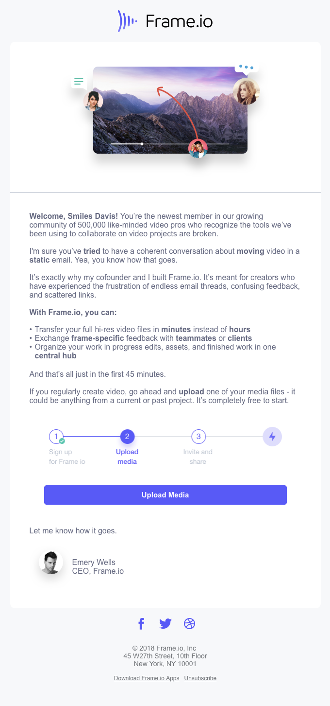 Frame.io email sequence