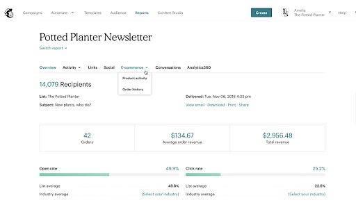 Mailchimp's reporting