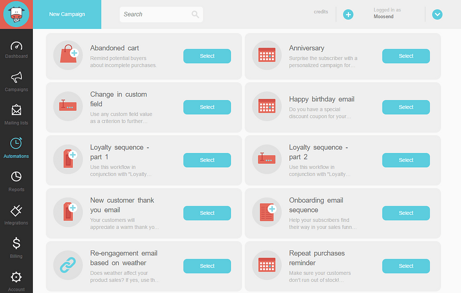 Moosend visual automation