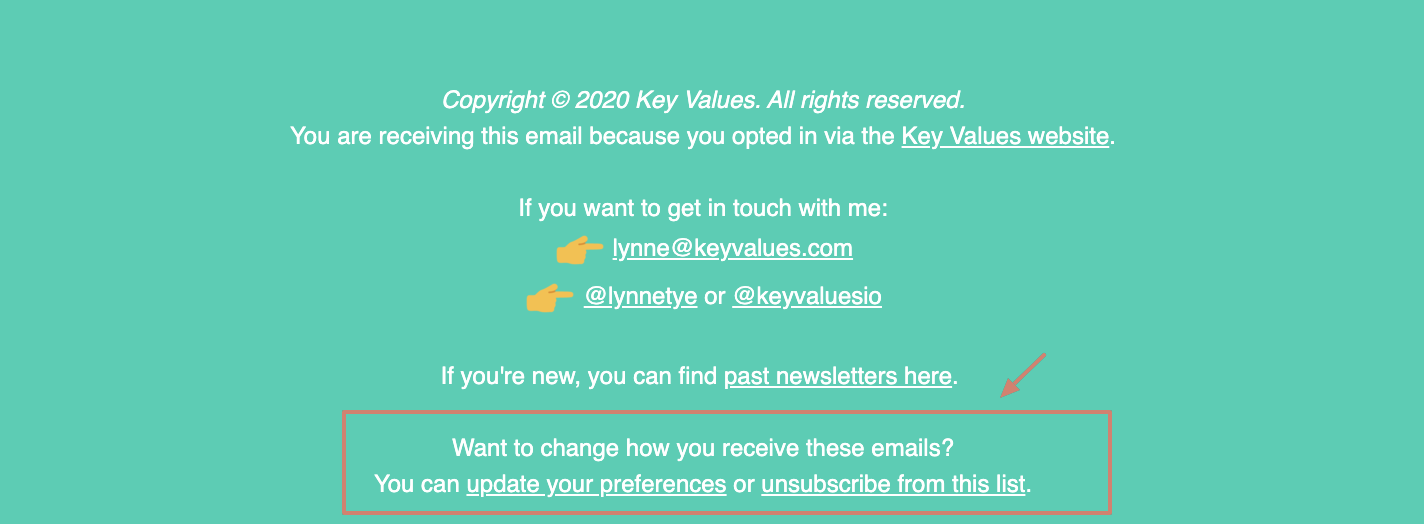 key values website page