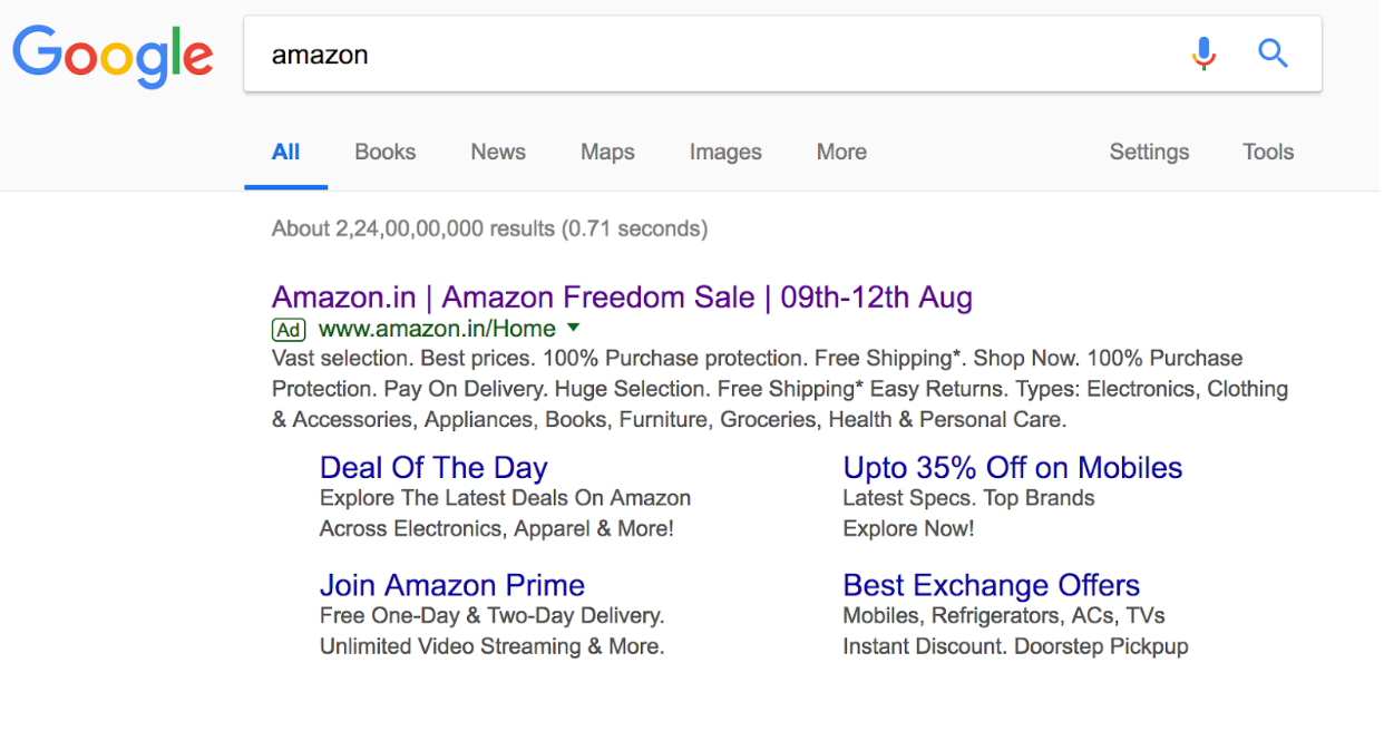 Amazon Google Search Results