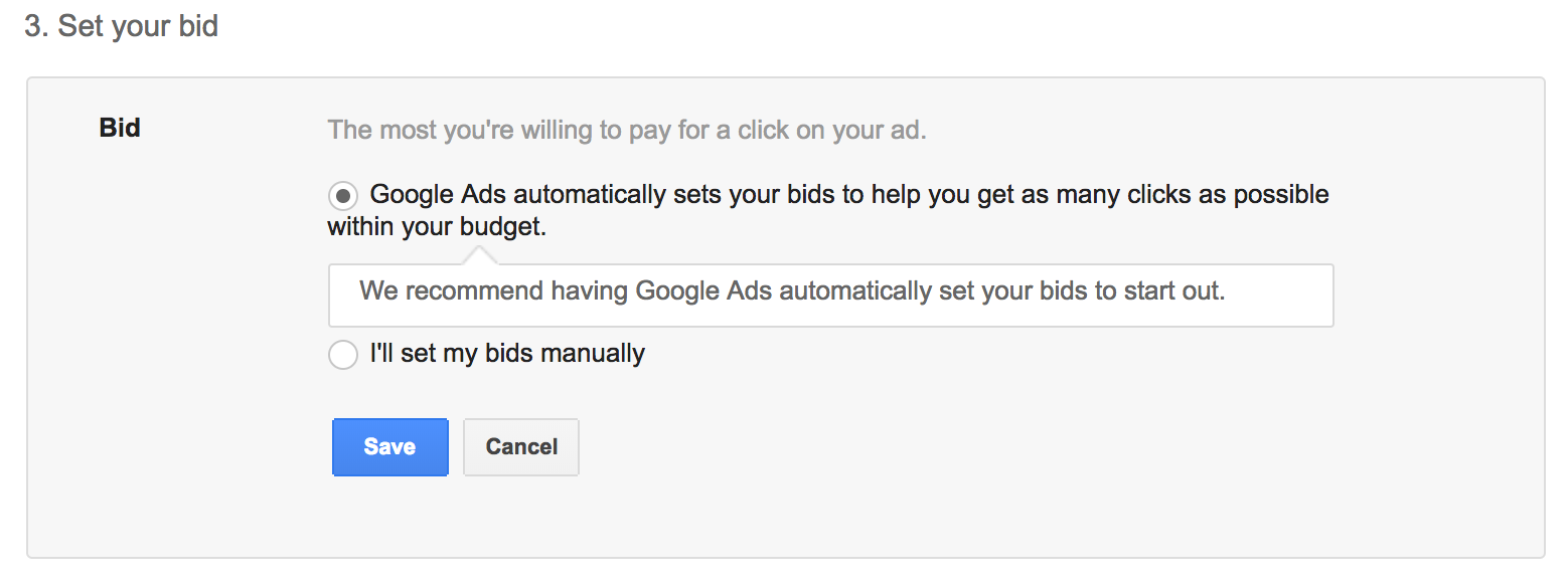 Google Ads Bid Setting