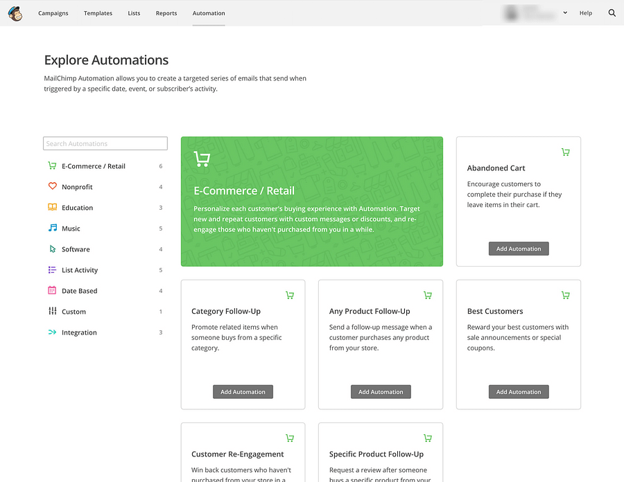 Mailchimp for b2c marketing automation