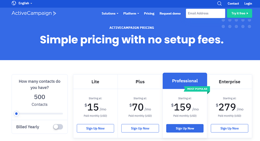 ActiveCampaign pricing