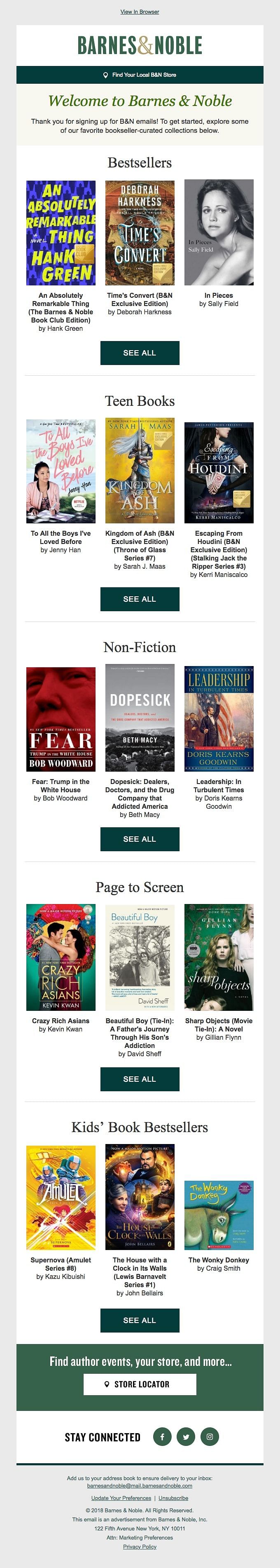 Barnes & Noble getting started welcome email