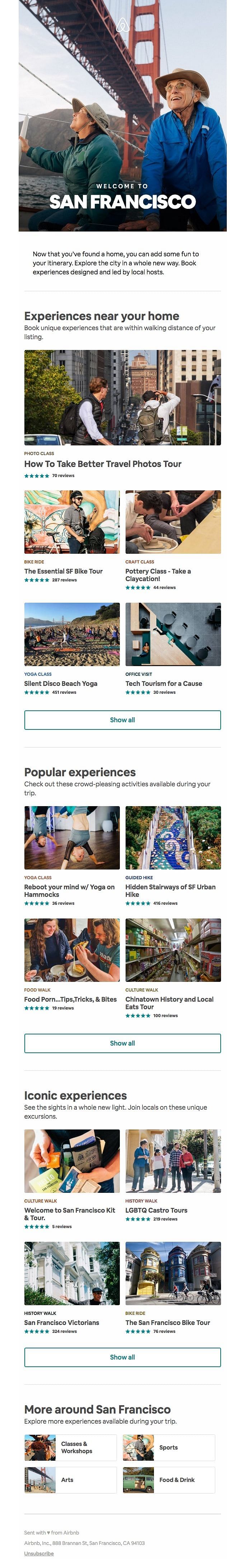 Guide to SanFrancisco welcome email