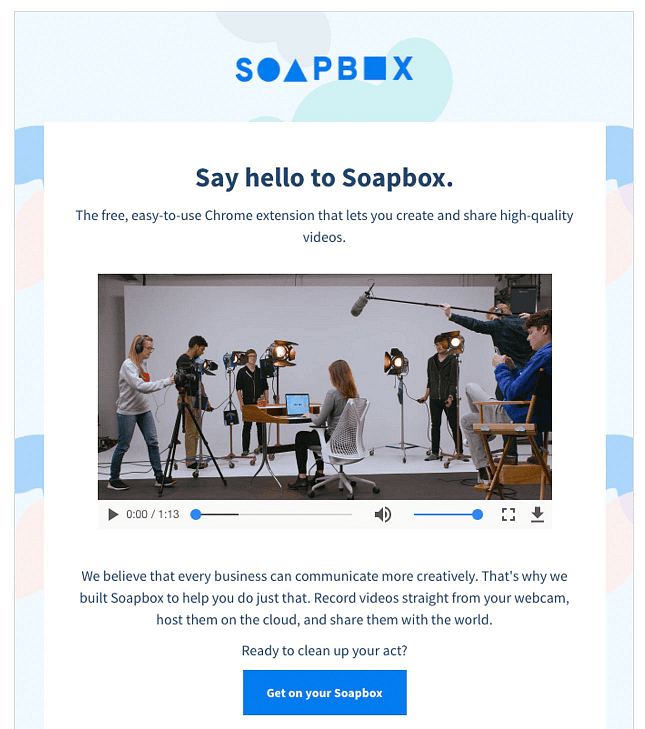 Video email from Wistia that has just launched Soapbox