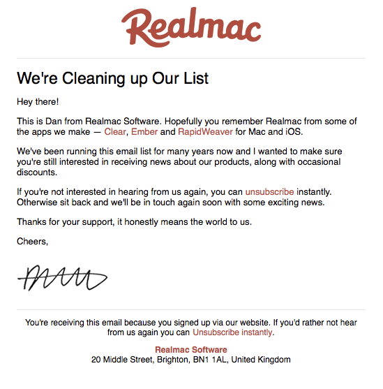 Maintaining a clean email list
