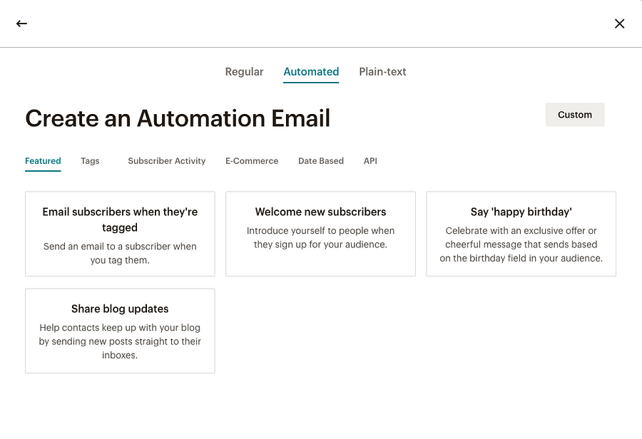 Mailchimp - Create an automation email