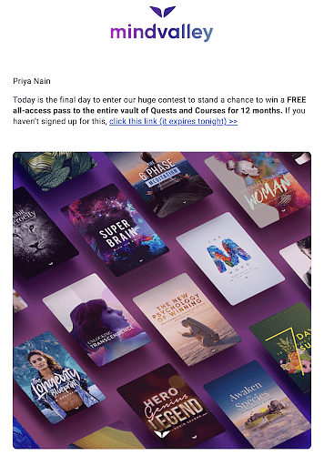 Mindvalley The last call email marketing funnel example