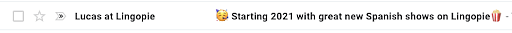 a/b test email by Lingopie