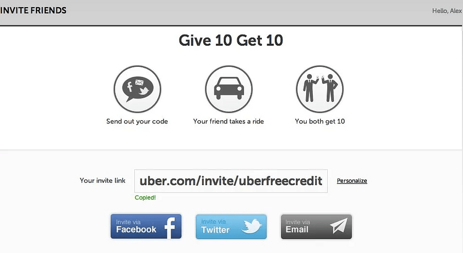 Example of a referral program that incentivizes both parties