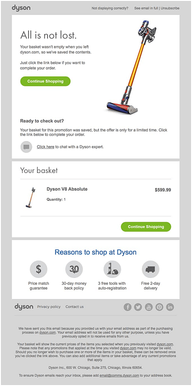 Abandoned cart emails