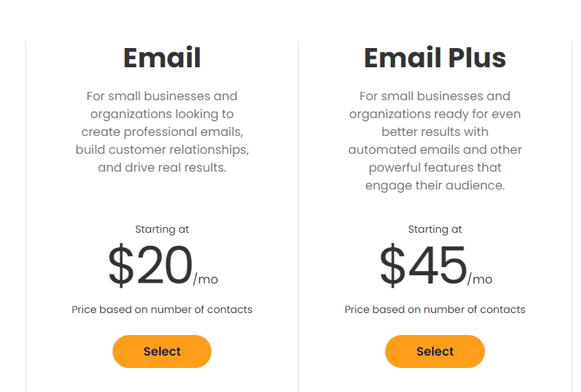 Constant Contact's pricing plans
