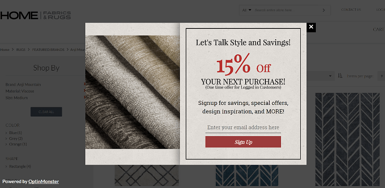 Using an exit intent popup to build an email list