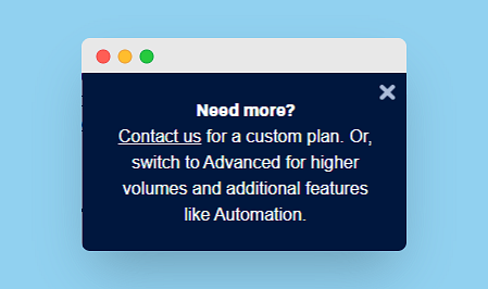 SendGrid's custom plan contact us screen