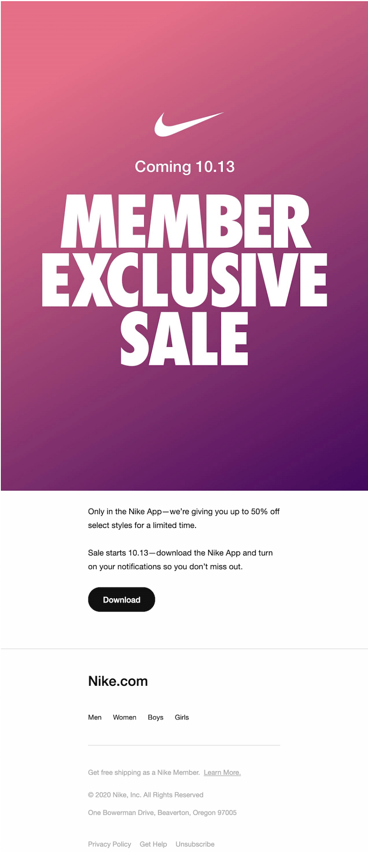 Exclusive sale email design