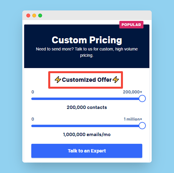 SendGrid's custom pricing for large number of contacts