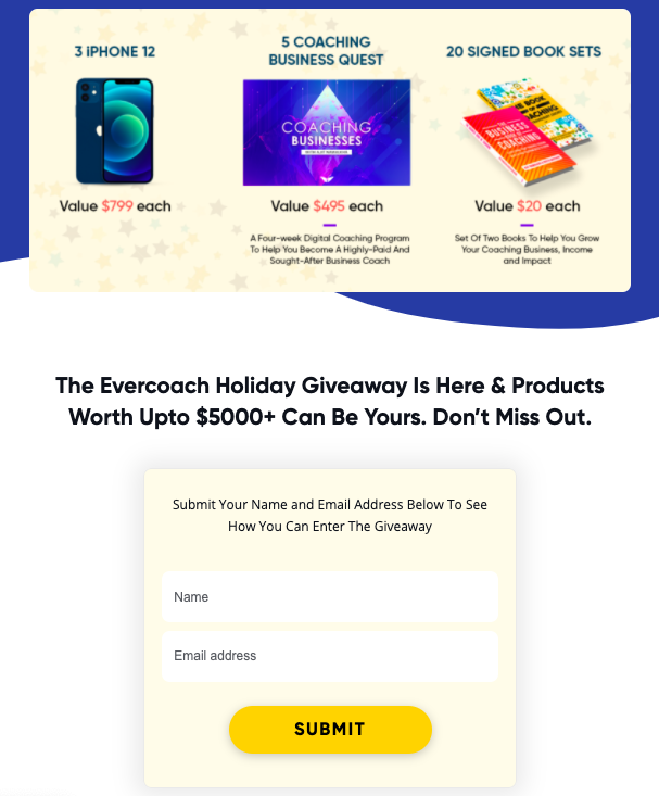 Holiday giveaway by evercoach.com